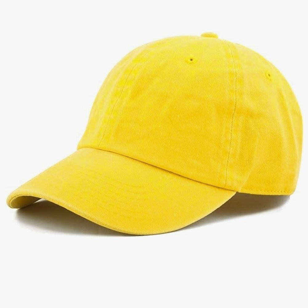 ☔️🩵NWT Yellow Unisex Cotton Low Profile Adjustable Baseball Hat - Picture 1 of 12